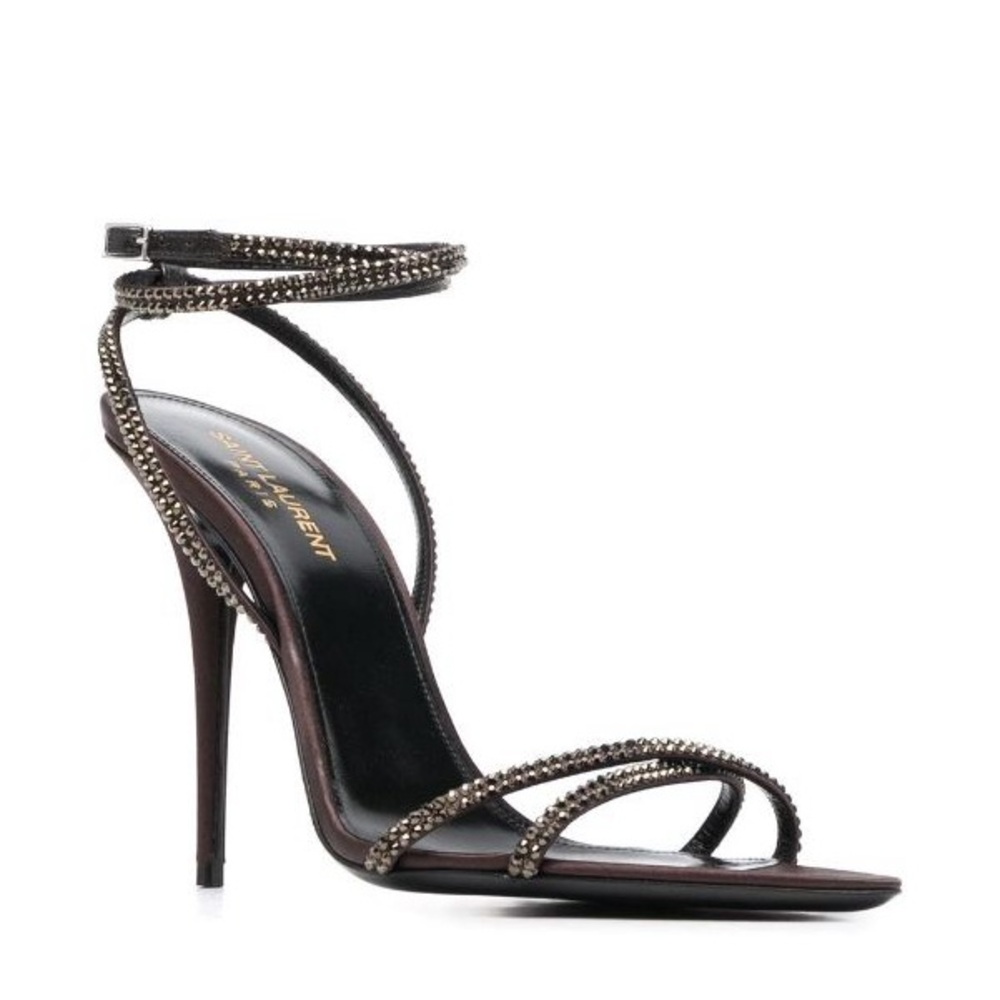 SAINT LAURENT 
Satin Crystal Ava 105 Sandals